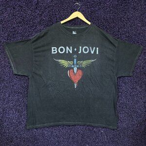 Bon Jovi Through the Heart Logo Pop Rock Band T-Shirt 3XL
